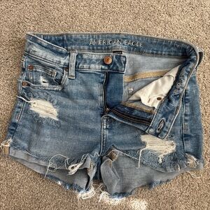 American Eagle Outfitters Light Wash Distressed Denim Shorts